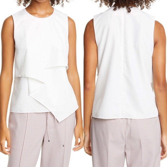 Club Monaco White Drape Front Blouse - Picture 2 of 7